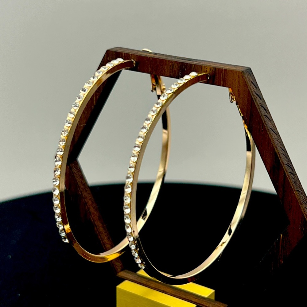Rhinestone Hoop Earring: Rose Gold